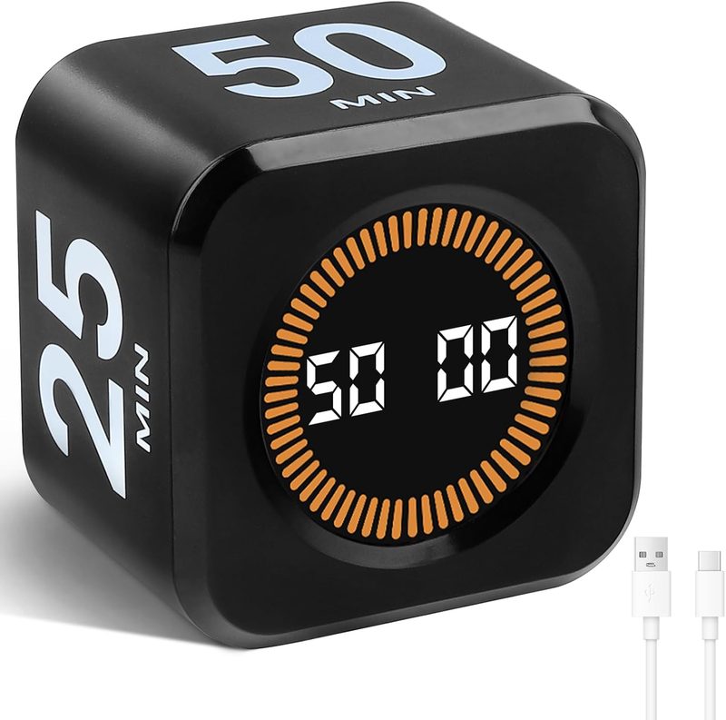 Cuteefun Cubo Temporizador Visual Pomodoro (recargable USB-C)