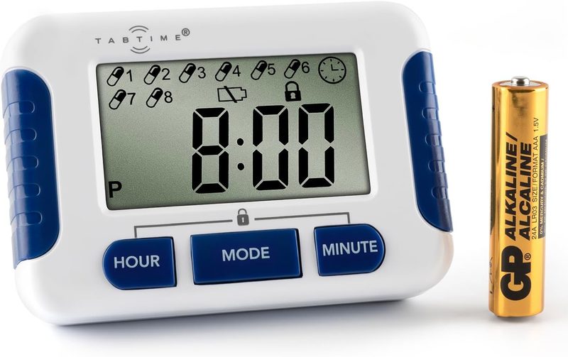 TabTimer — reloj recordatorio con hasta 8 alarmas vibratorias al día (medicación y rutina)