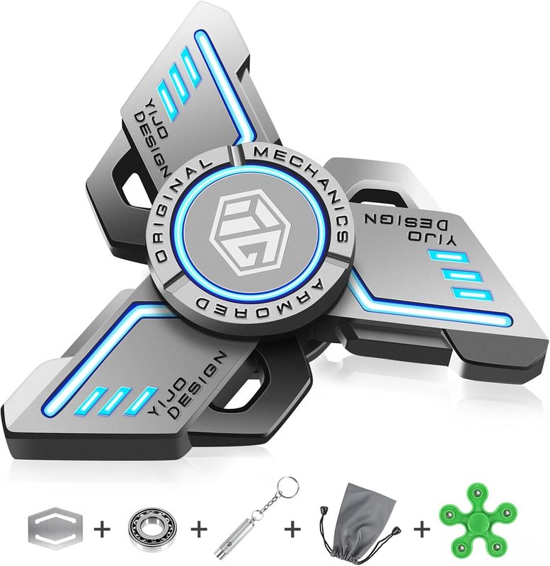 TGKYK Fidget Spinner LED luminoso de metal (brilla en la oscuridad)